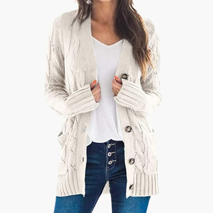 Elarova | Damen Strickjacke mit langen Ärmeln und geradem Saum