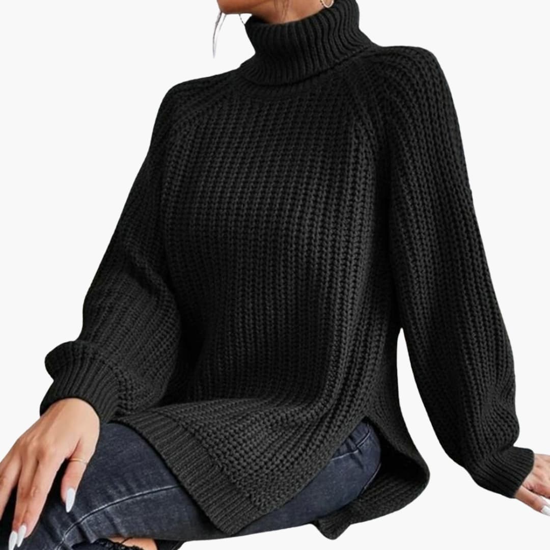 Elarova | Damen-Strickpullover mit Rollkragen und langen Ärmeln