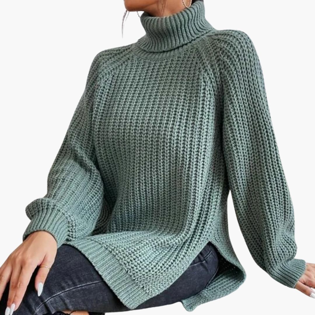Elarova | Damen-Strickpullover mit Rollkragen und langen Ärmeln