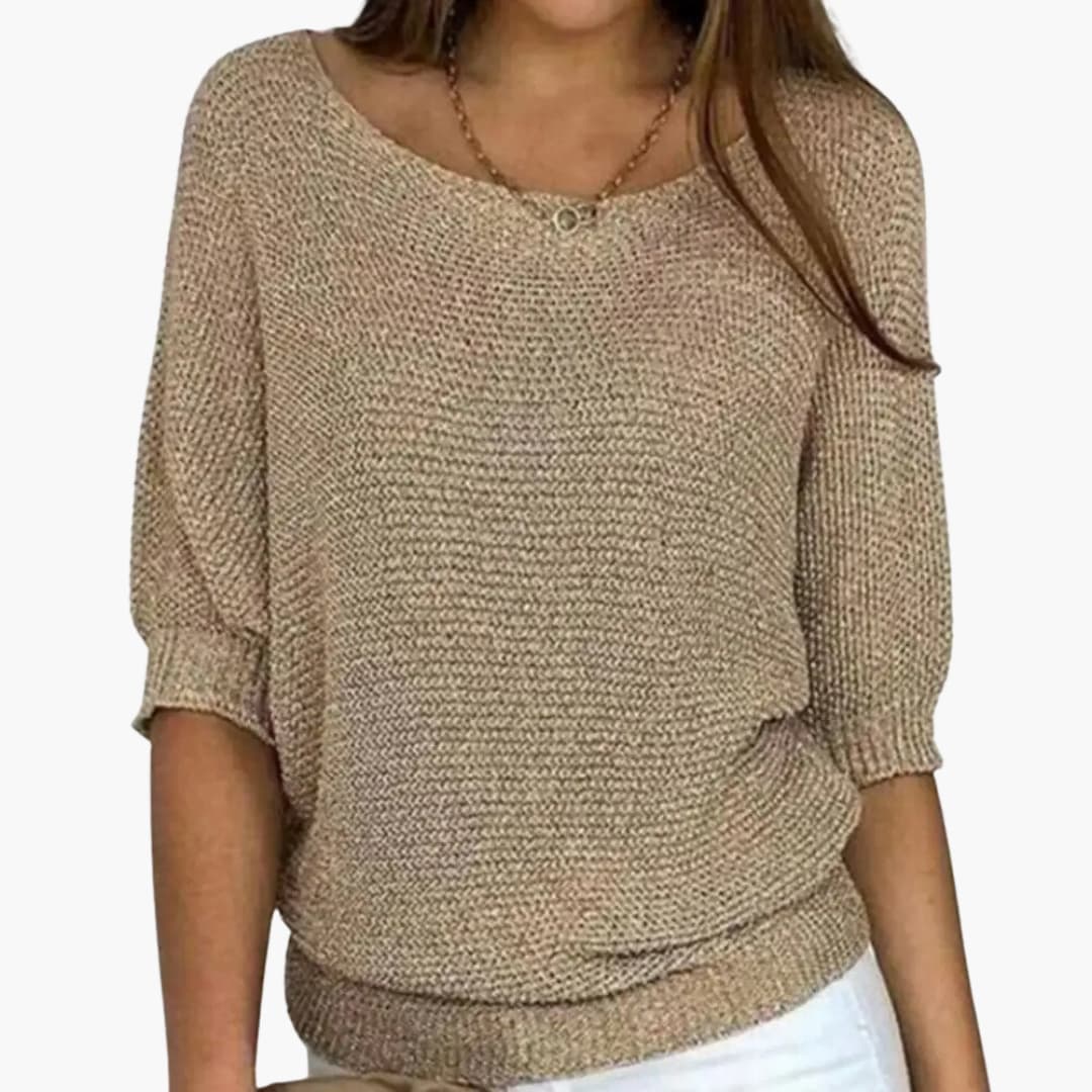Elarova | Damen Strickpullover mit Rundhalsausschnitt