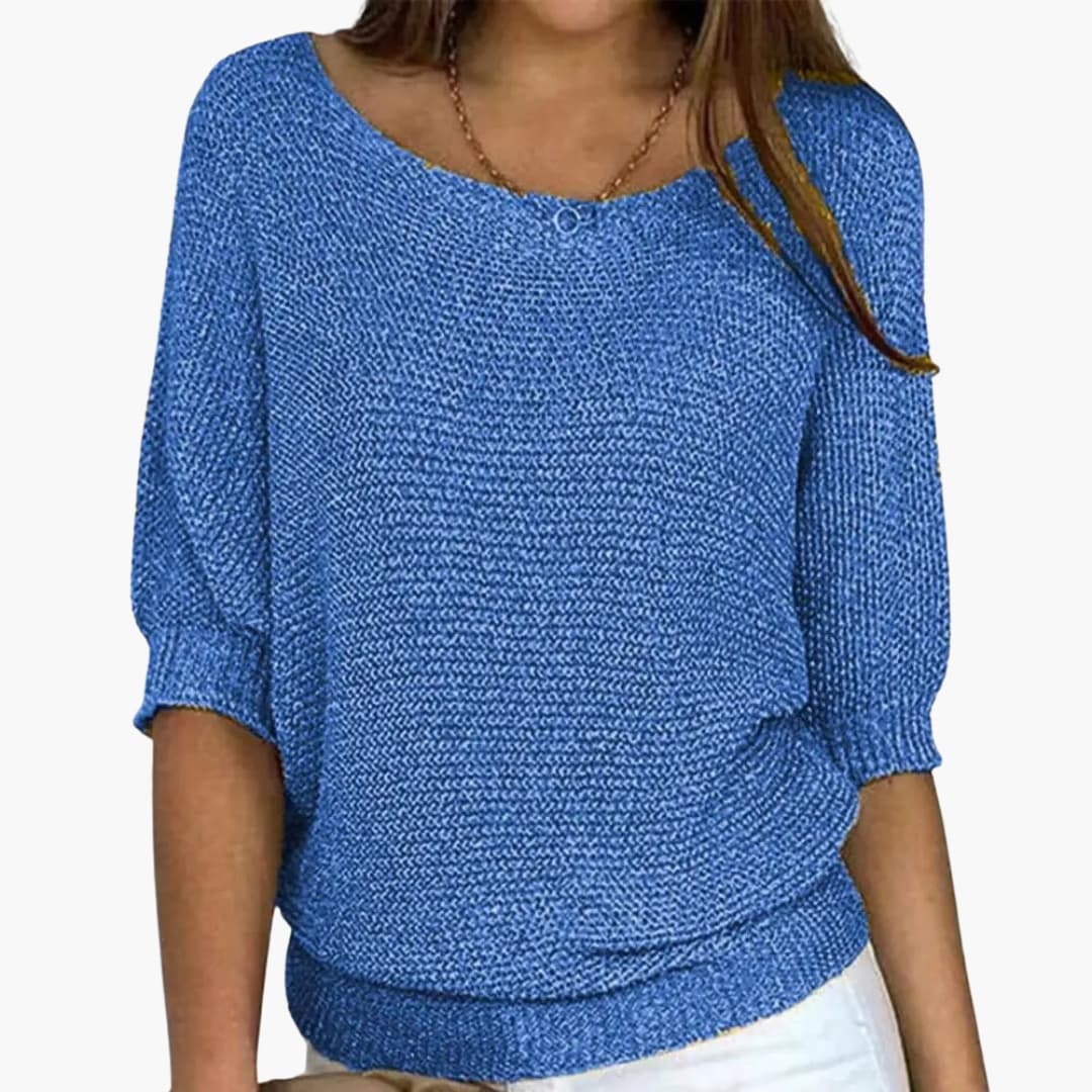 Elarova | Damen Strickpullover mit Rundhalsausschnitt