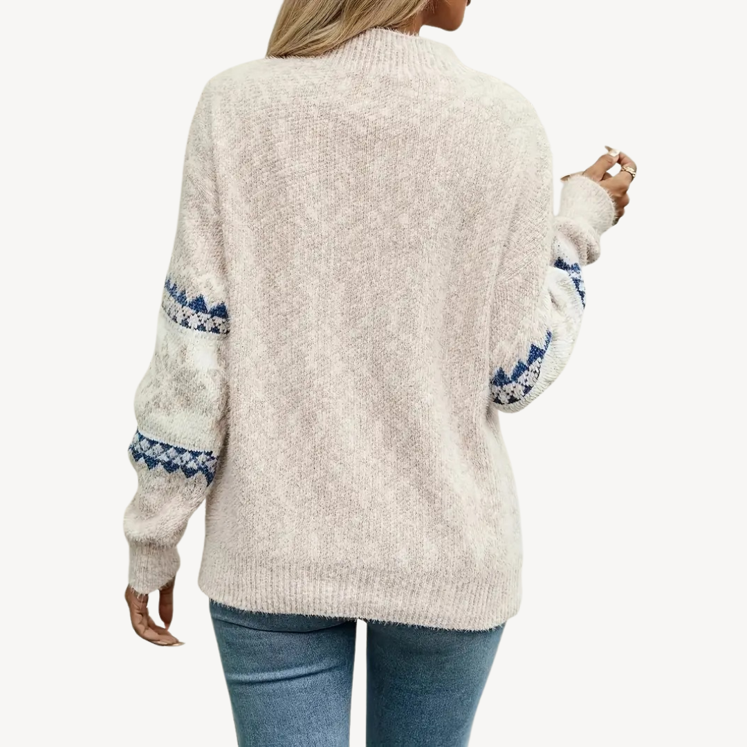 Elarova | Damen-Strickpullover mit Schneeflockenmuster