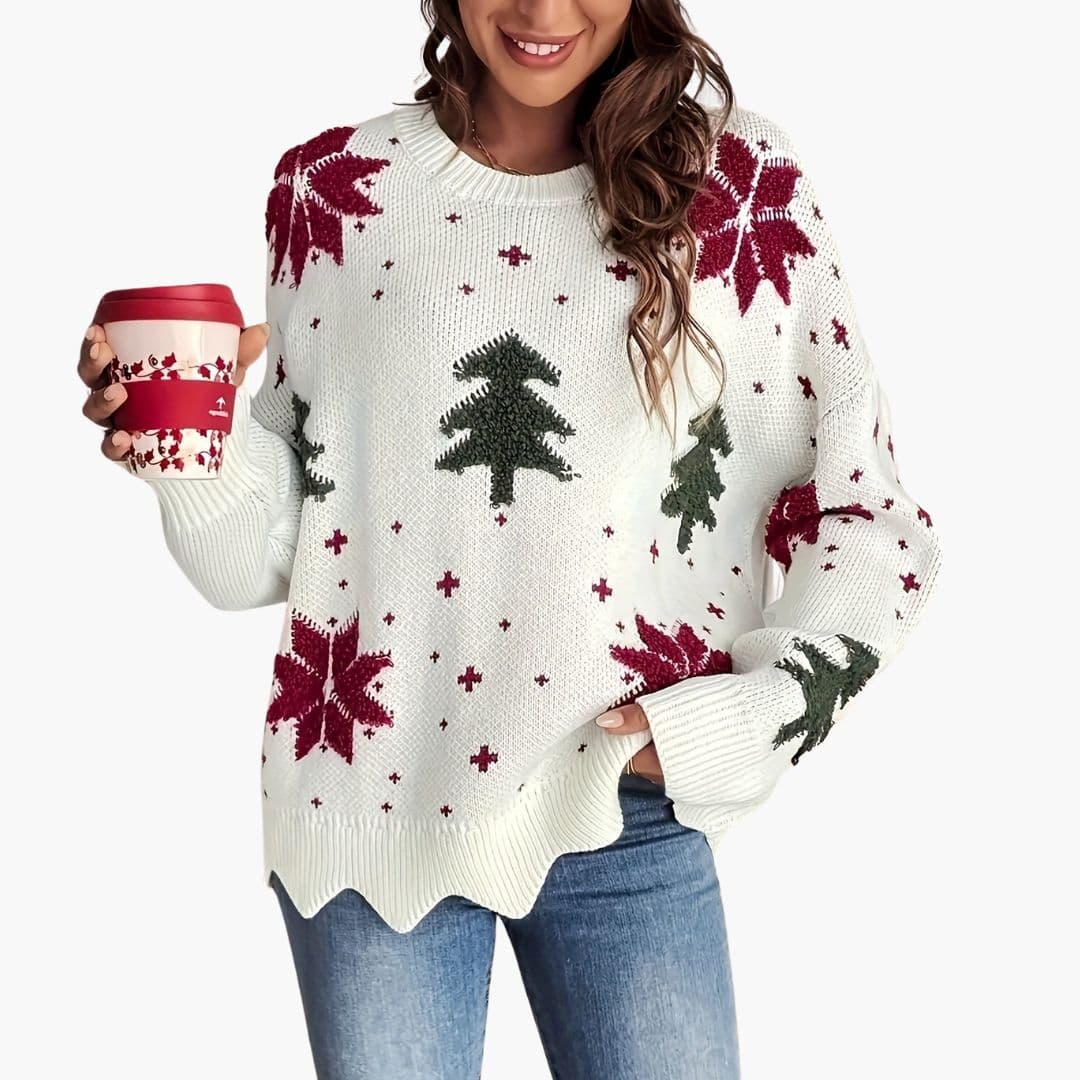 Elarova | Damen Strickpullover mit festlichem Muster