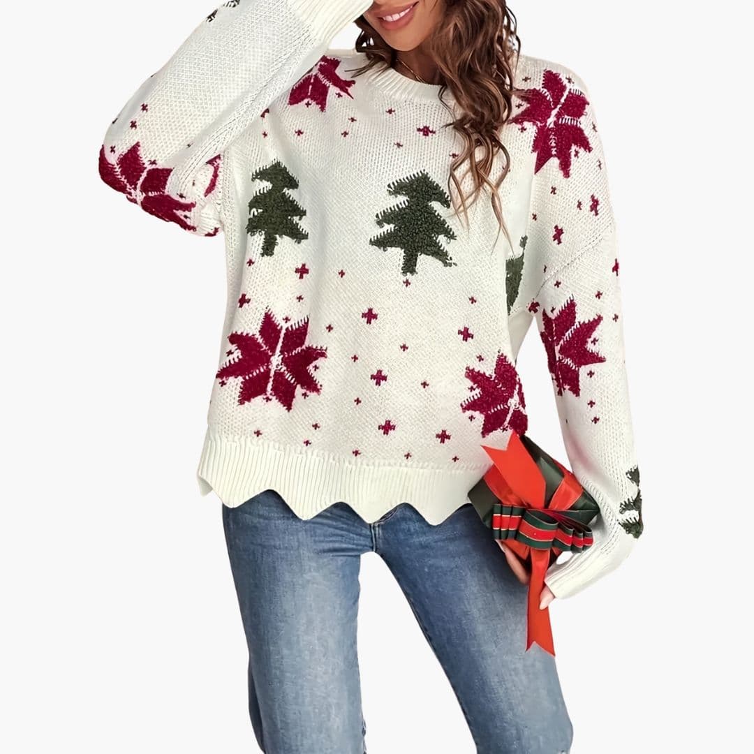 Elarova | Damen Strickpullover mit festlichem Muster