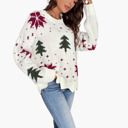 Elarova | Damen Strickpullover mit festlichem Muster