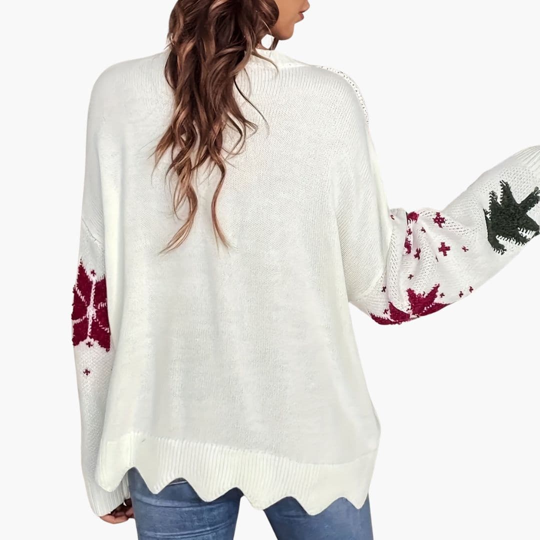 Elarova | Damen Strickpullover mit festlichem Muster