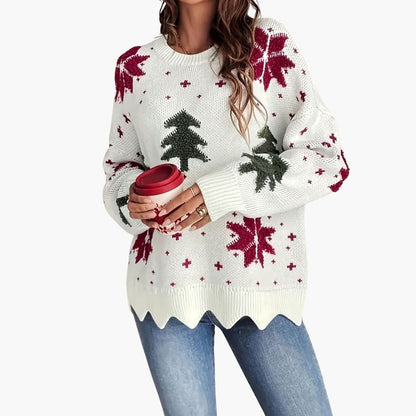 Elarova | Damen Strickpullover mit festlichem Muster