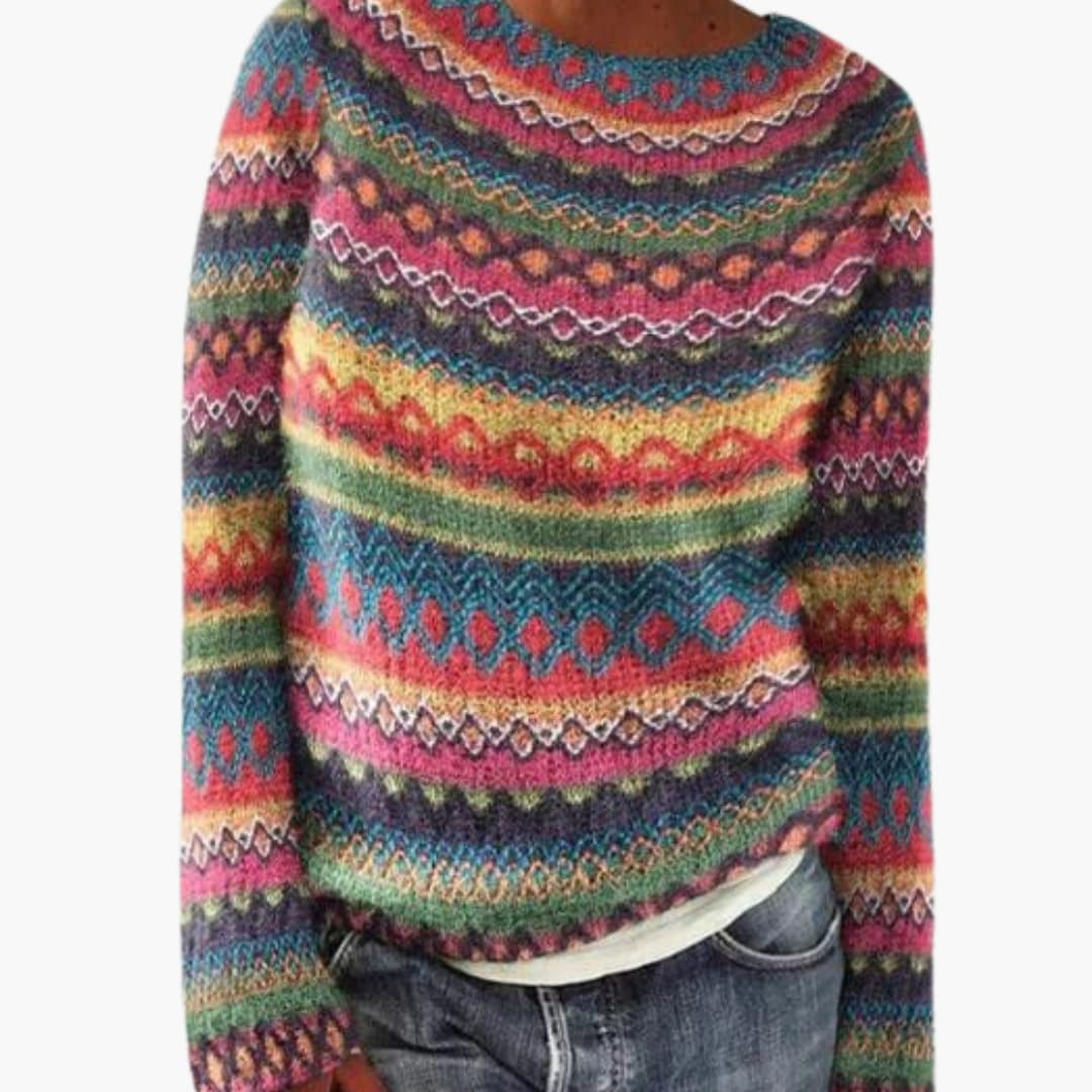 Elarova | Damen Strickpullover mit langen Ärmeln und gerippter Oberfläche