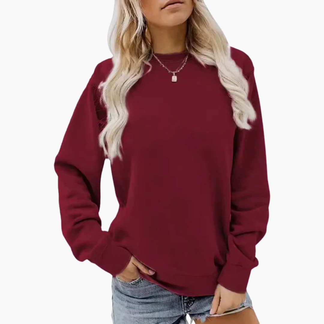 Elarova | Damen Sweatshirt mit Rundhalsausschnitt und langen Ärmeln
