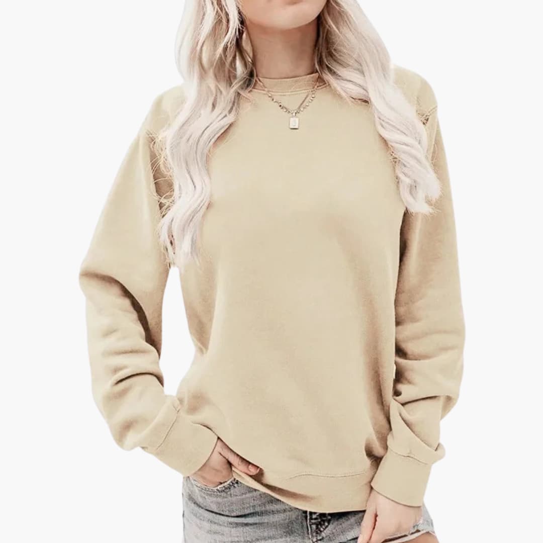 Elarova | Damen Sweatshirt mit Rundhalsausschnitt und langen Ärmeln