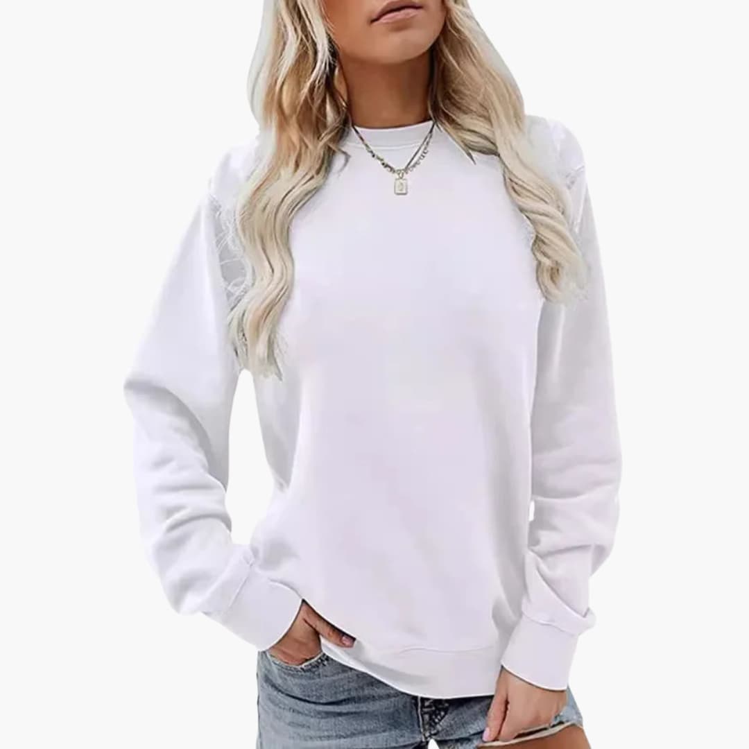 Elarova | Damen Sweatshirt mit Rundhalsausschnitt und langen Ärmeln