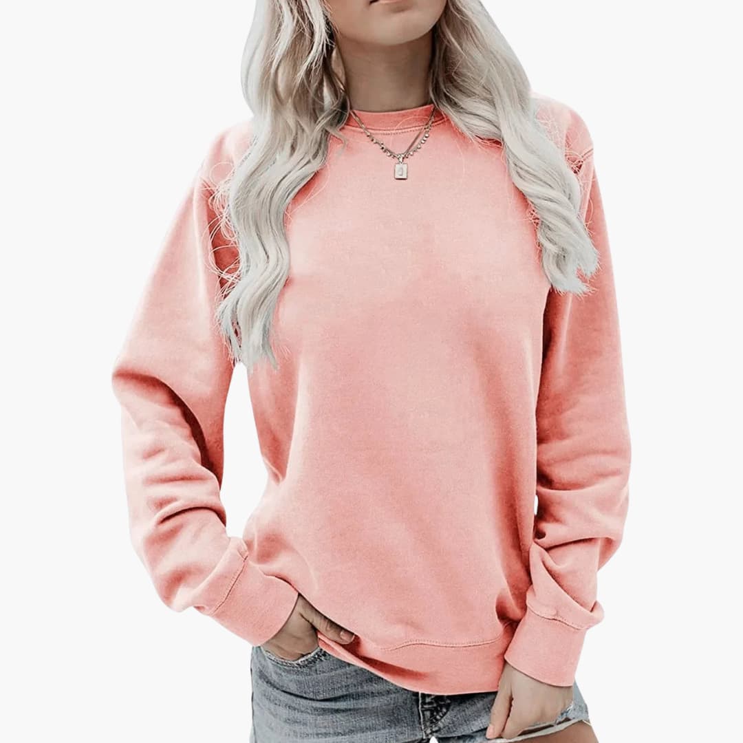 Elarova | Damen Sweatshirt mit Rundhalsausschnitt und langen Ärmeln
