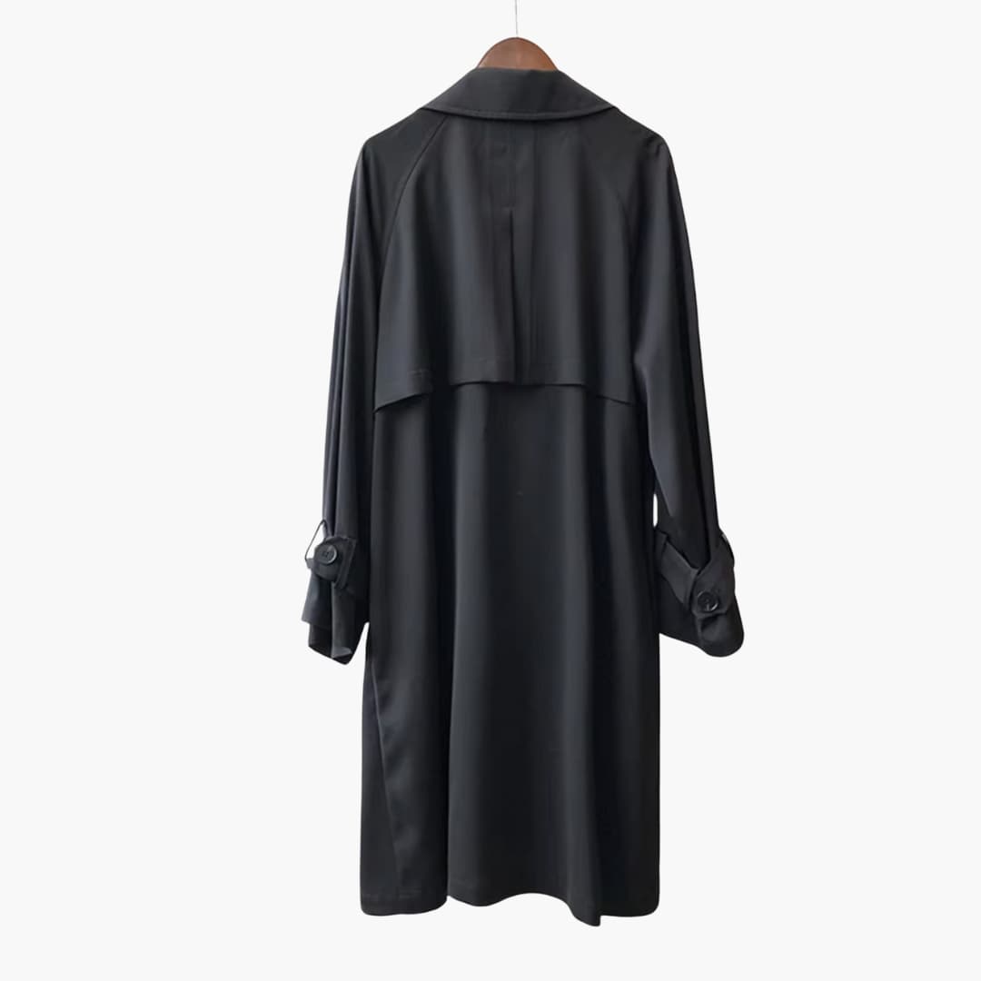 Elarova | Damen Trenchcoat Lang mit Reverskragen und Knopfverschluss vorne