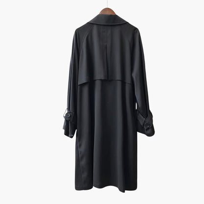 Elarova | Damen Trenchcoat Lang mit Reverskragen und Knopfverschluss vorne
