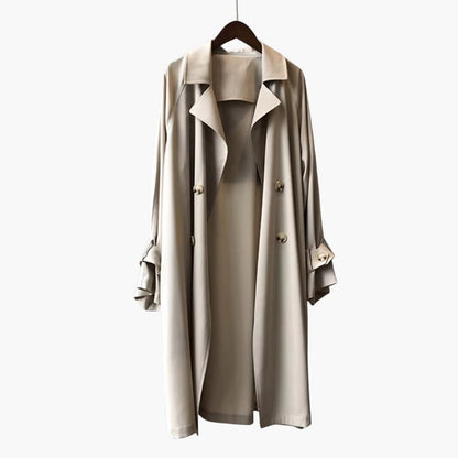 Elarova | Damen Trenchcoat Lang mit Reverskragen und Knopfverschluss vorne