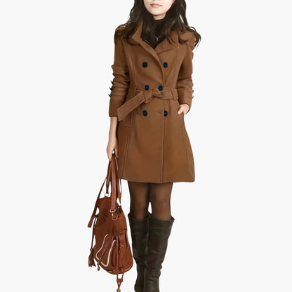 Elarova | Damen-Trenchcoat mit Doppelknopf Verschluss und Taillengürtel