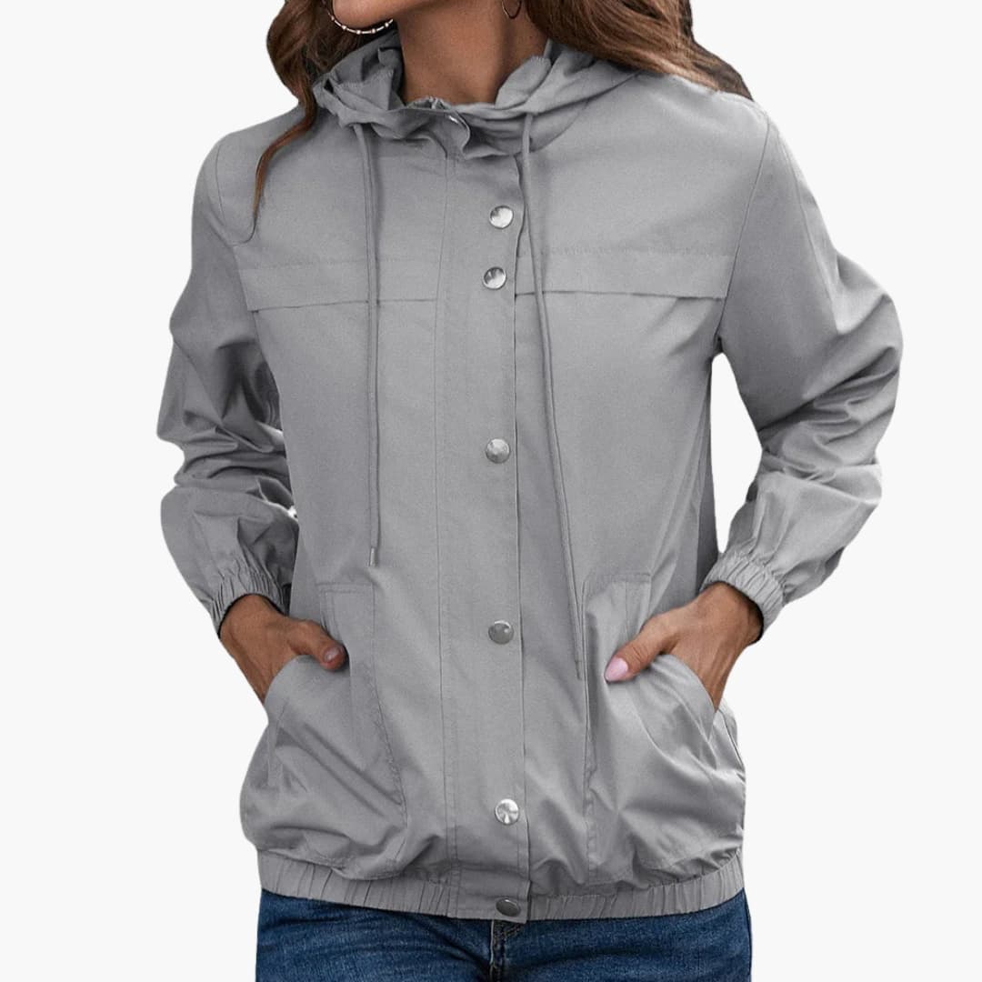 Elarova | Damen Trenchcoat mit Kapuze, Knopfverschluss und Fronttaschen