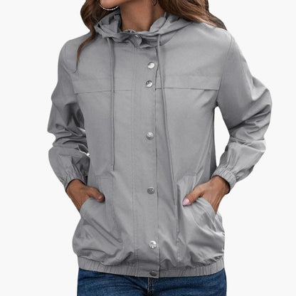 Elarova | Damen Trenchcoat mit Kapuze, Knopfverschluss und Fronttaschen