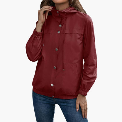 Elarova | Damen Trenchcoat mit Kapuze, Knopfverschluss und Fronttaschen