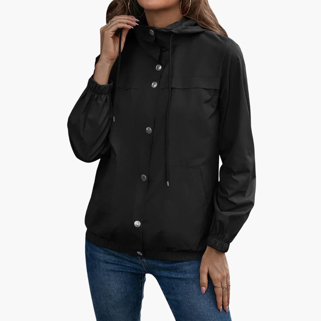 Elarova | Damen Trenchcoat mit Kapuze, Knopfverschluss und Fronttaschen