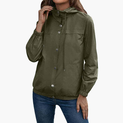 Elarova | Damen Trenchcoat mit Kapuze, Knopfverschluss und Fronttaschen
