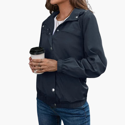 Elarova | Damen Trenchcoat mit Kapuze, Knopfverschluss und Fronttaschen