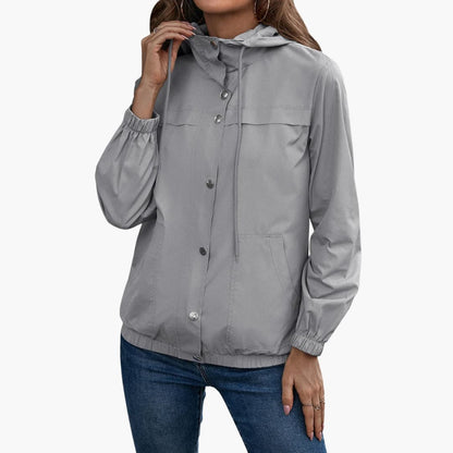Elarova | Damen Trenchcoat mit Kapuze, Knopfverschluss und Fronttaschen
