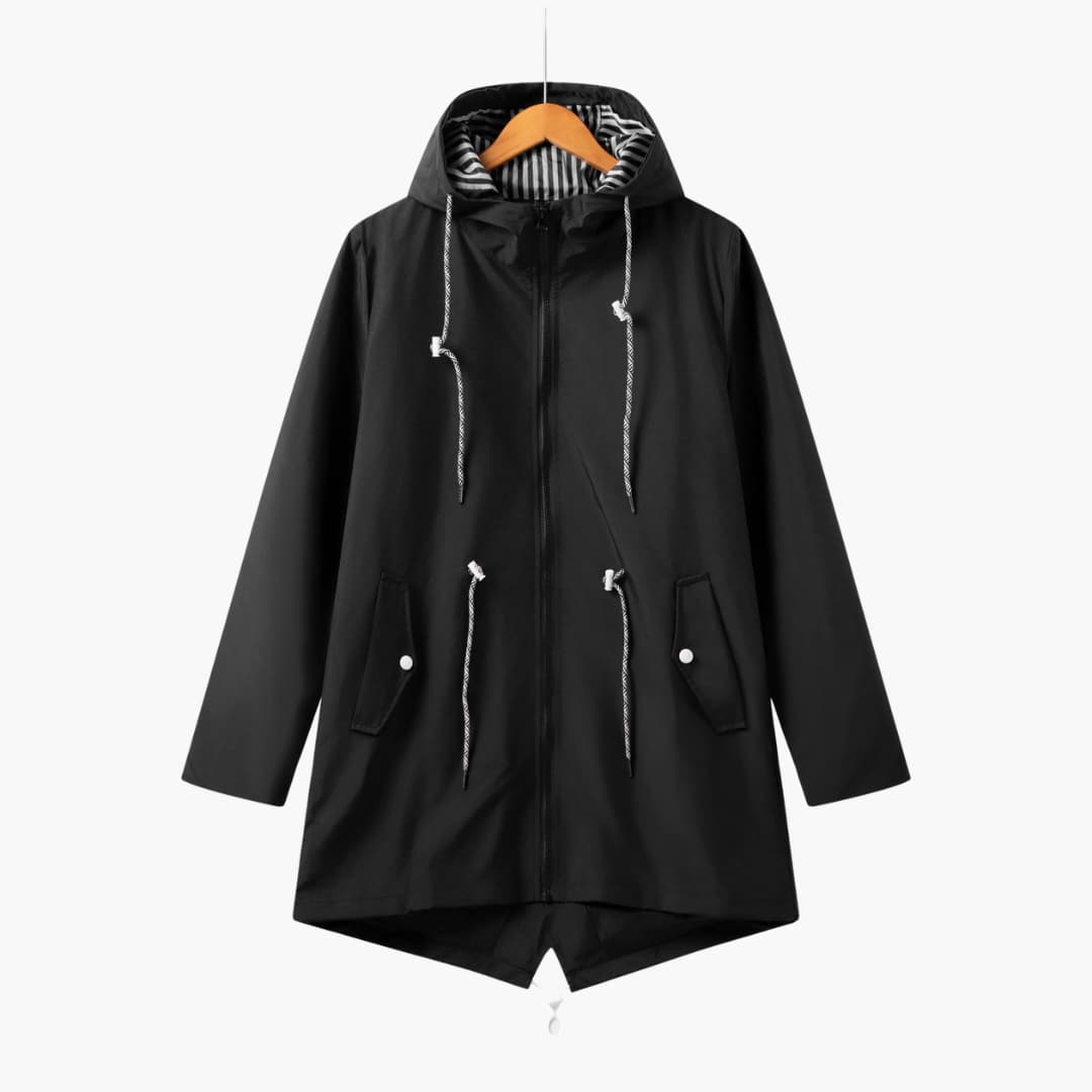 Elarova | Damen Trenchcoat mit Kapuze, Reißverschluss und Fronttaschen