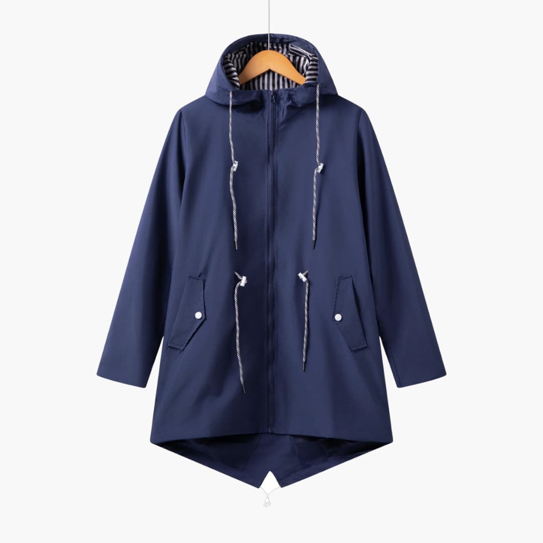 Elarova | Damen Trenchcoat mit Kapuze, Reißverschluss und Fronttaschen