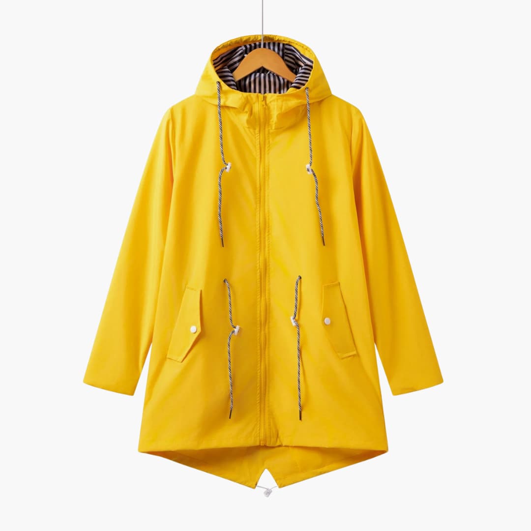 Elarova | Damen Trenchcoat mit Kapuze, Reißverschluss und Fronttaschen