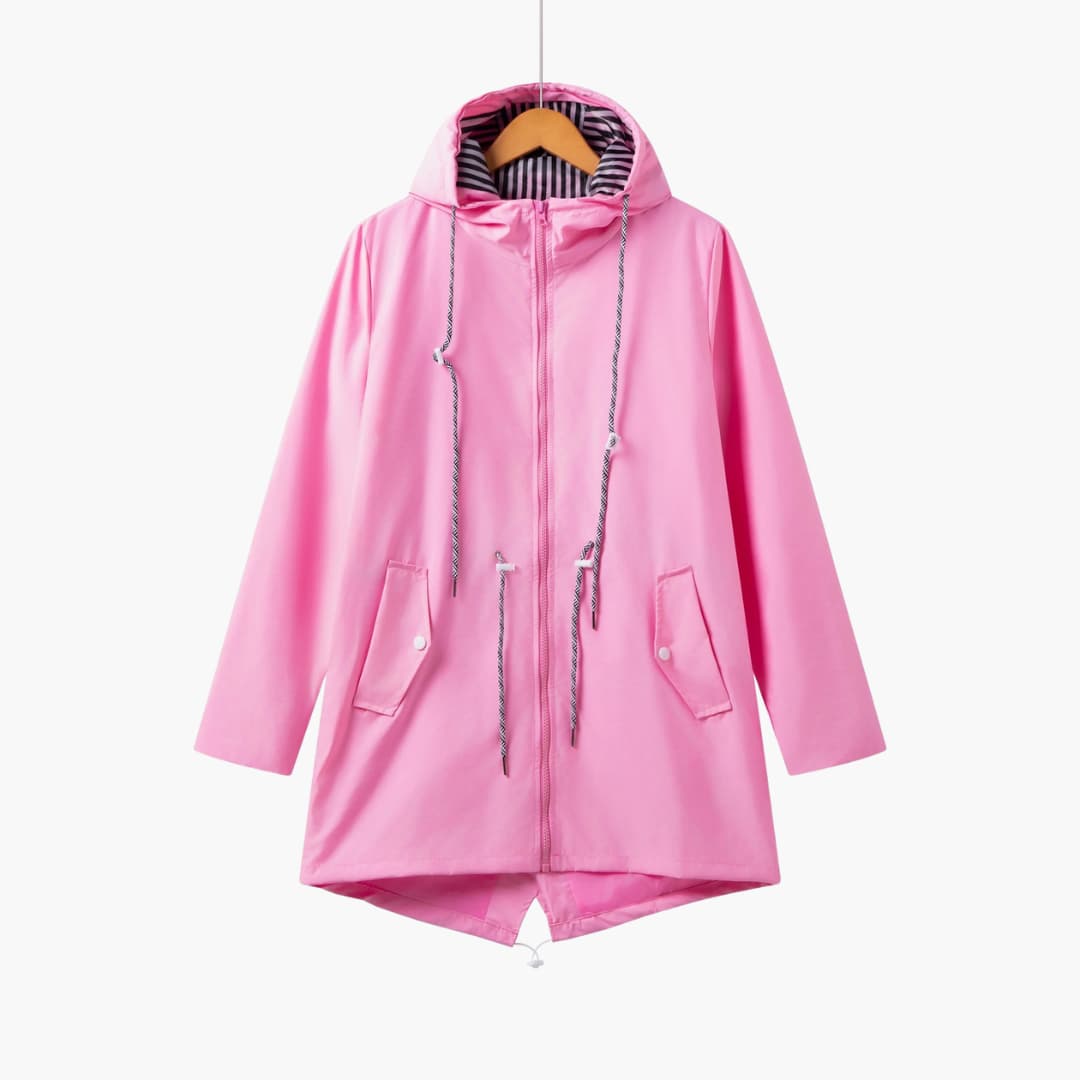 Elarova | Damen Trenchcoat mit Kapuze, Reißverschluss und Fronttaschen