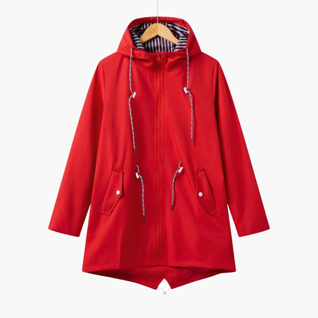 Elarova | Damen Trenchcoat mit Kapuze, Reißverschluss und Fronttaschen