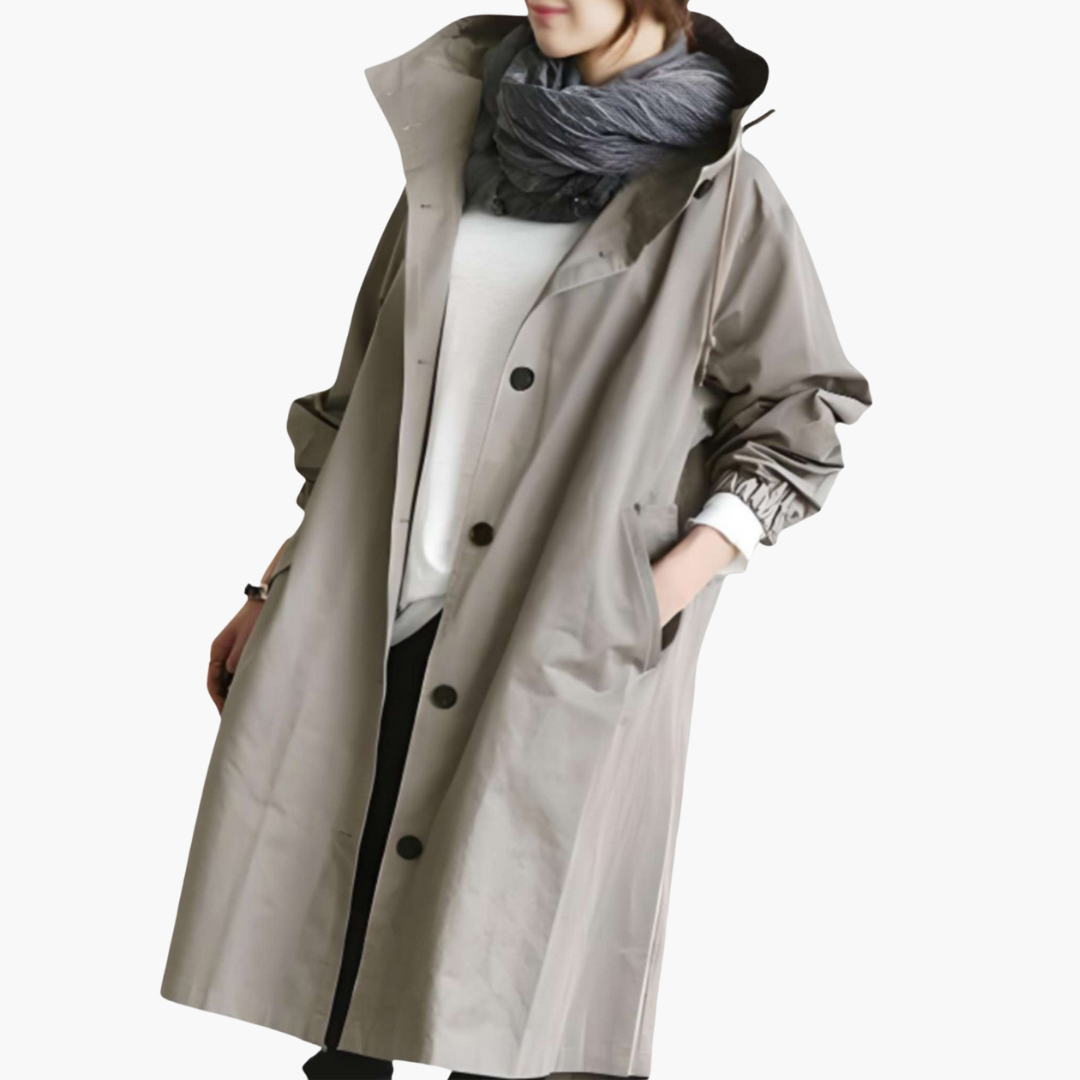 Elarova | Damen Trenchcoat mit Kapuze und Schutz vor Nässe