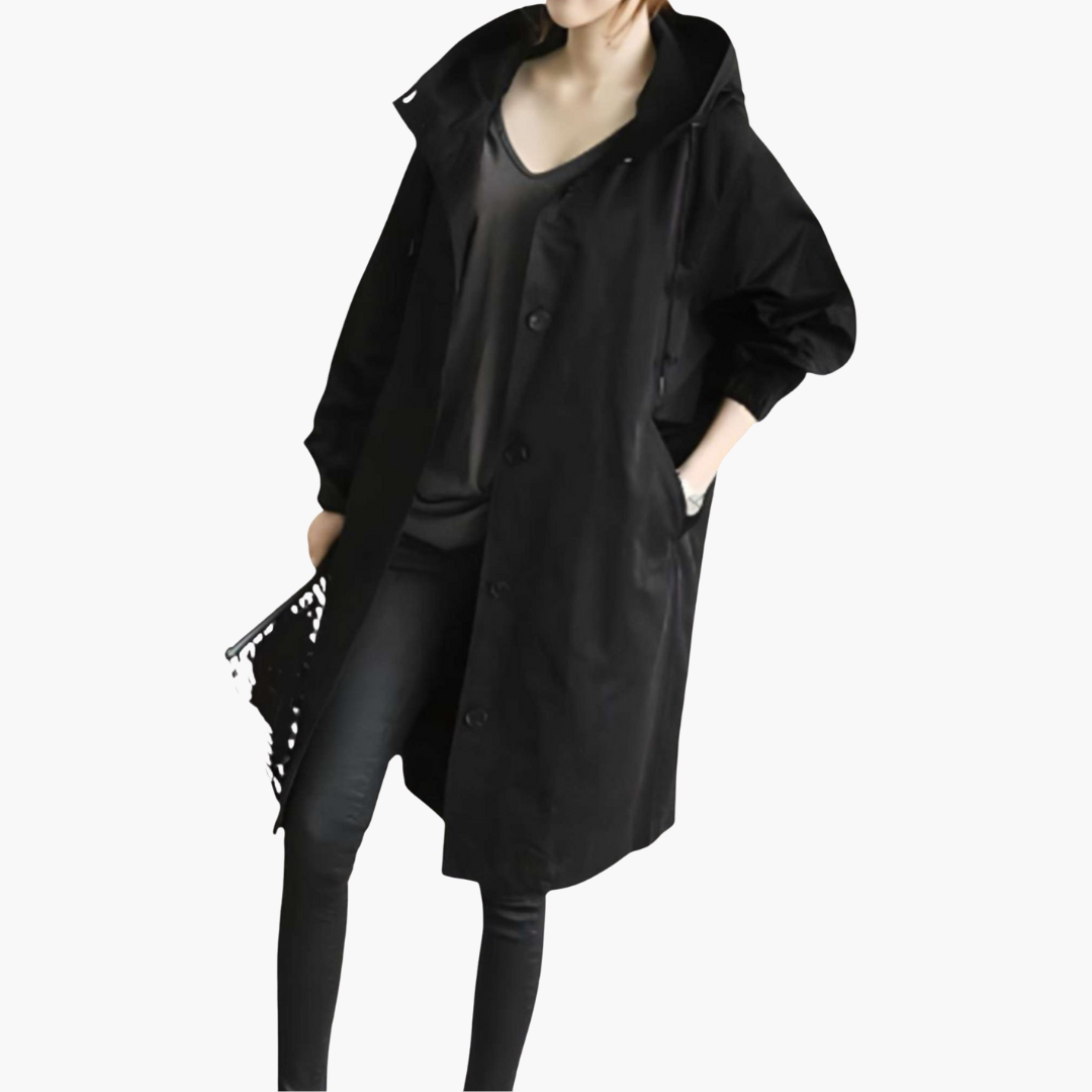Elarova | Damen Trenchcoat mit Kapuze und Schutz vor Nässe