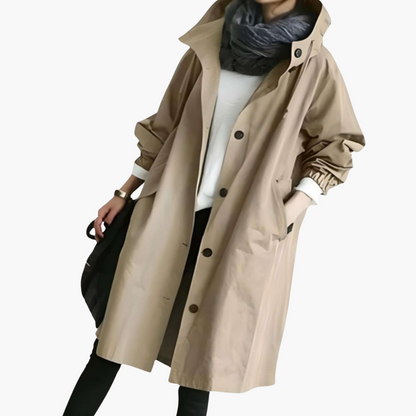 Elarova | Damen Trenchcoat mit Kapuze und Schutz vor Nässe