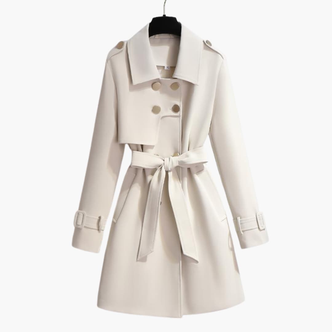 Elarova | Damen Trenchcoat mit Taillengürtel und langen Ärmeln