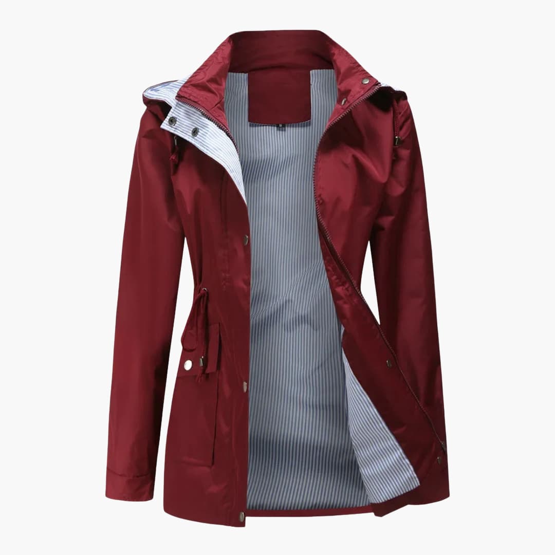 Elarova | Damen Trenchcoat mit abnehmbarer Kapuze und verstellbarer Taille