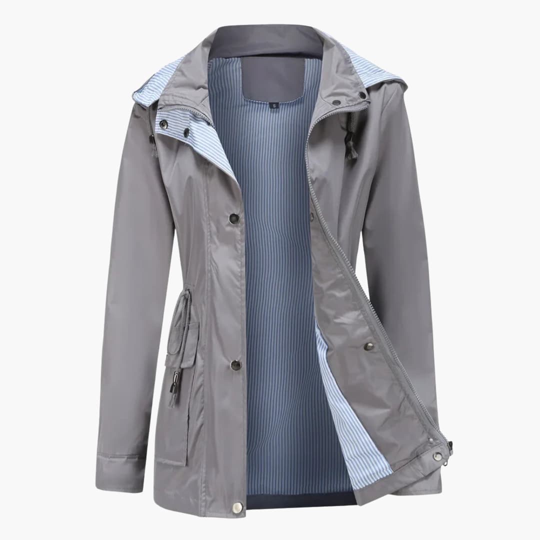 Elarova | Damen Trenchcoat mit abnehmbarer Kapuze und verstellbarer Taille