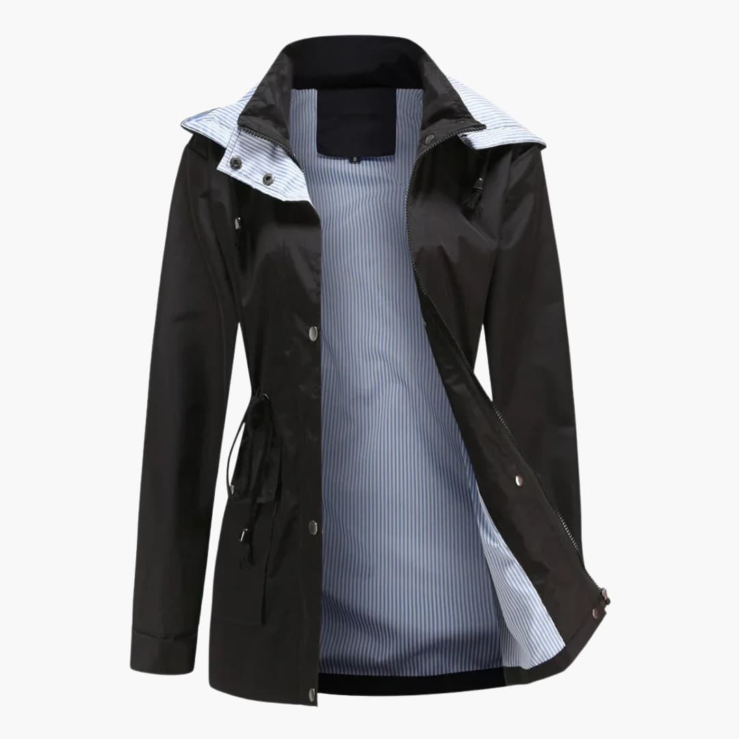 Elarova | Damen Trenchcoat mit abnehmbarer Kapuze und verstellbarer Taille