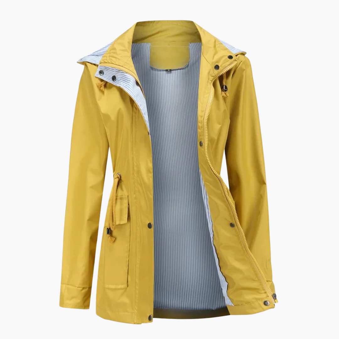 Elarova | Damen Trenchcoat mit abnehmbarer Kapuze und verstellbarer Taille