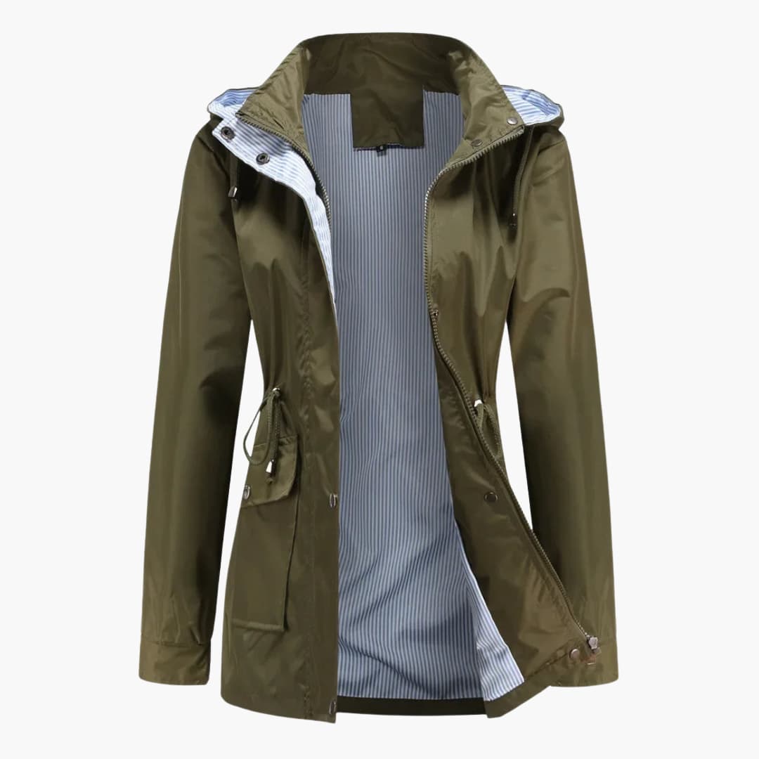 Elarova | Damen Trenchcoat mit abnehmbarer Kapuze und verstellbarer Taille