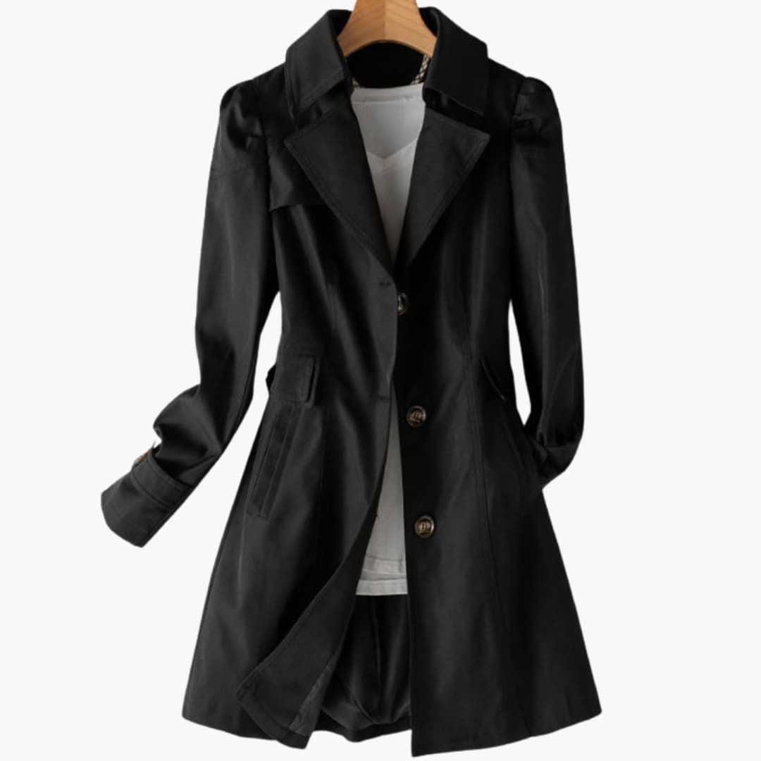 Elarova | Damen Trenchcoat mit fallendem Revers und Knopfverschluss