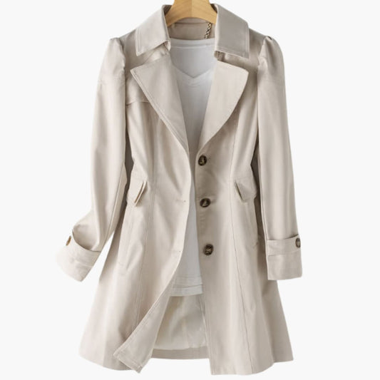 Elarova | Damen Trenchcoat mit fallendem Revers und Knopfverschluss