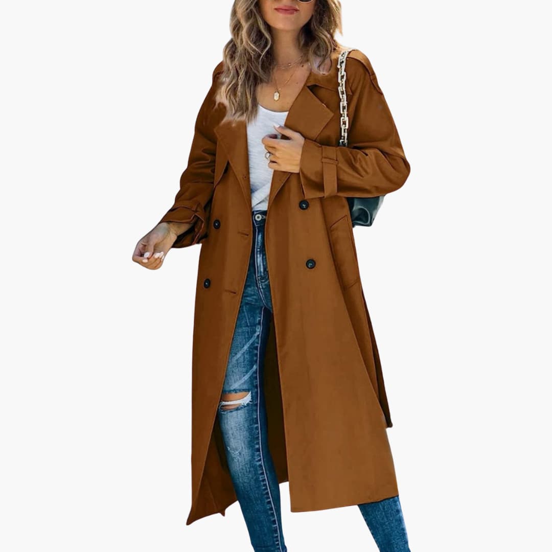 Elarova | Damen Trenchcoat und Fronttaschen