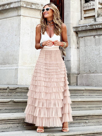 Elarova | Damen Tüllrock Hohe Taille Fließendes Design Atmungsaktiv