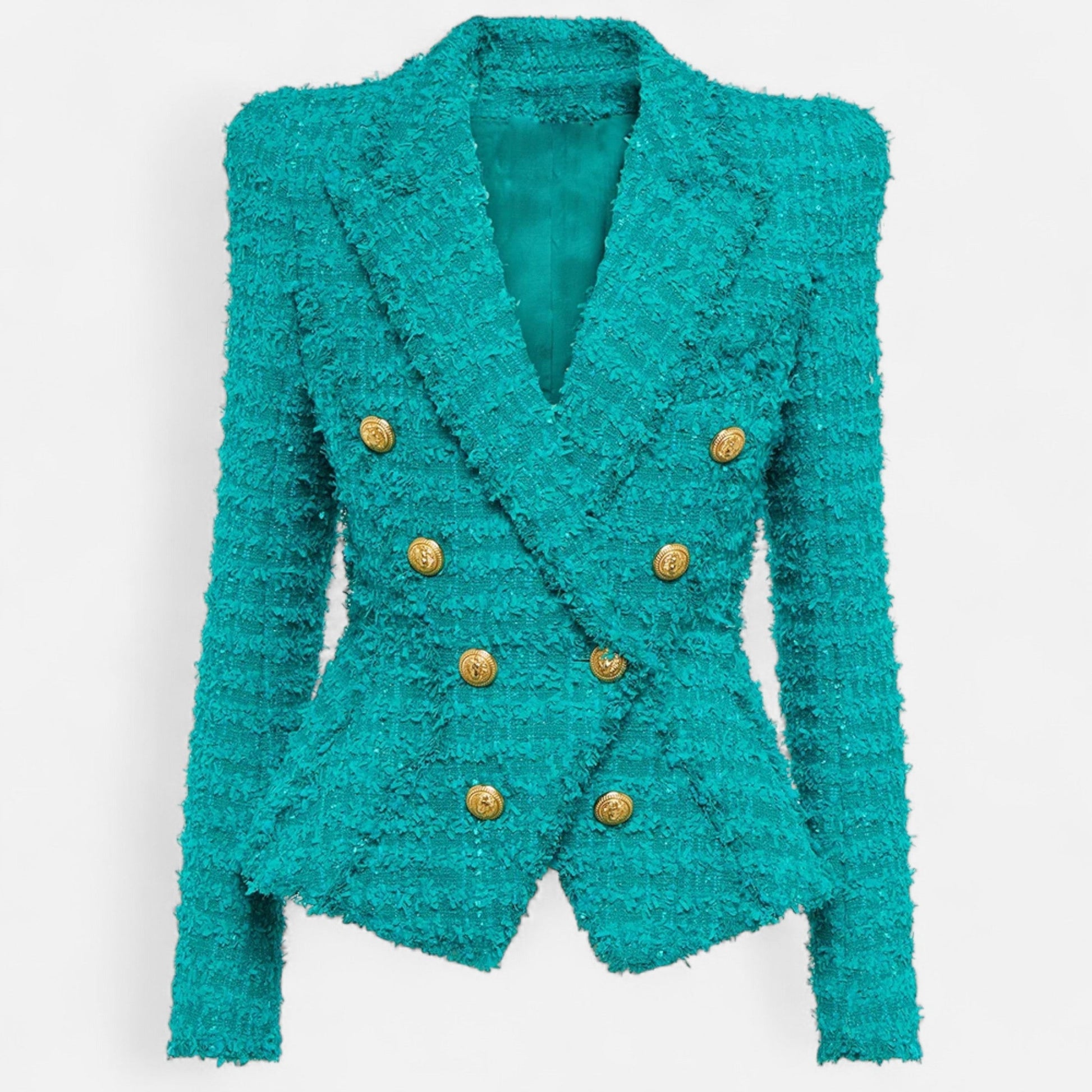 Elarova | Damen-Tweed-Blazer – Slim Fit mit Quastenfransen