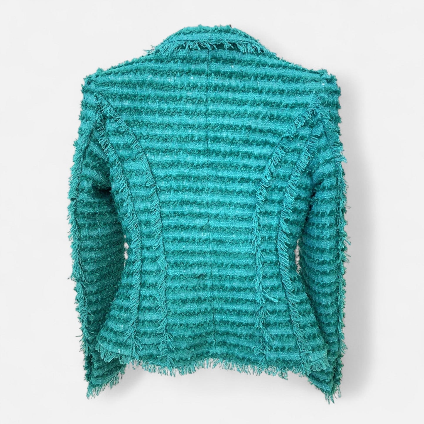 Elarova | Damen-Tweed-Blazer – Slim Fit mit Quastenfransen