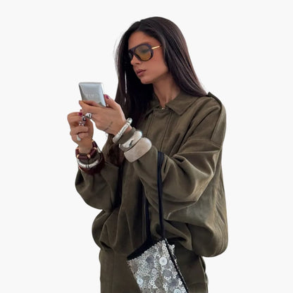 Elarova | Damen Übergangsjacke mit Hemdkragen und verdecktem Reißverschluss