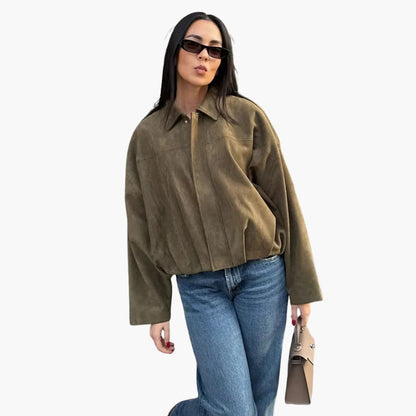 Elarova | Damen Übergangsjacke mit Hemdkragen und verdecktem Reißverschluss