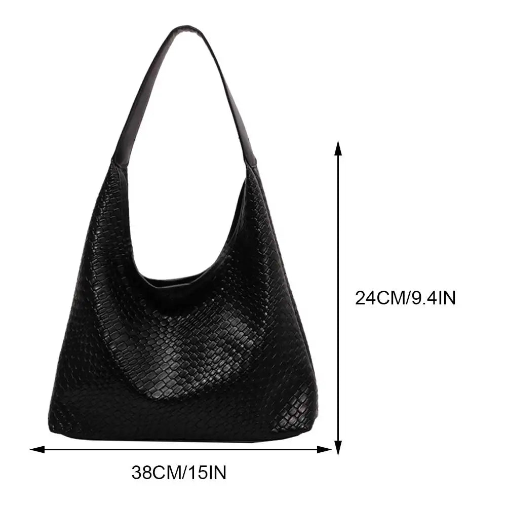 Elarova | Damen Vielseitige Schultertasche aus weichem Leder mit gewebtem HoboDesign